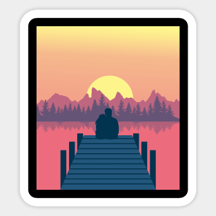 Sunset on a Dock Sticker